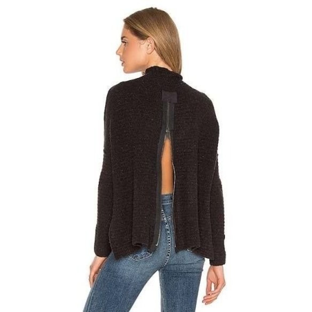 Free People Arctic Fox Wool-Blend Sweater, M, black, MSRP $128